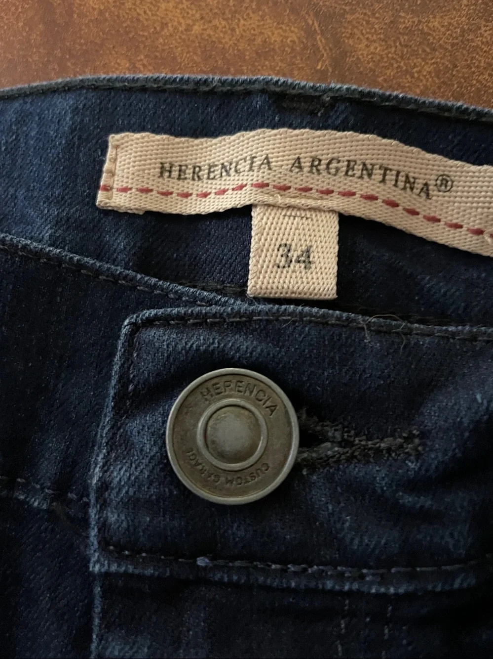 Herencia Argentina men’s designer jeans, dark blue, straight leg, 34 x 30